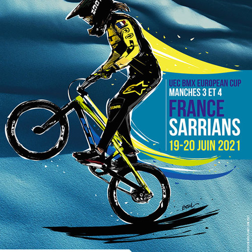 AFFICHE BMX - COUPE D'EUROPE BMX 2021 - MANCHES 3/4 - SARRIANS - FRANCE